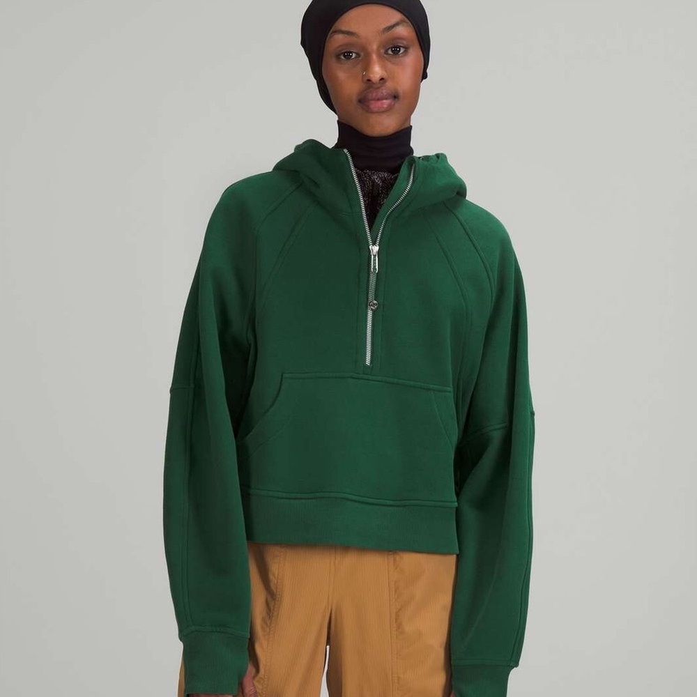 lululemon everglade green scuba oversized half zip hooded sweatshirt